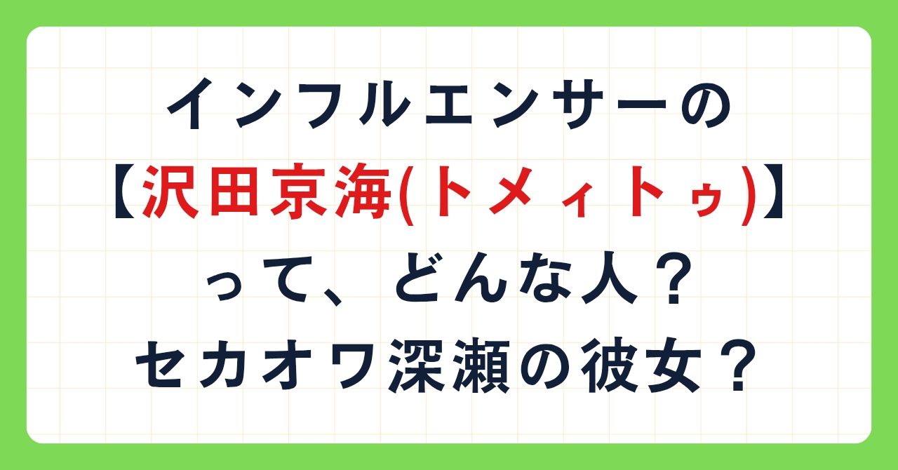 インフルエンサーの【沢田京海(トメィトゥ)】って誰?セカオワ深瀬の彼女?