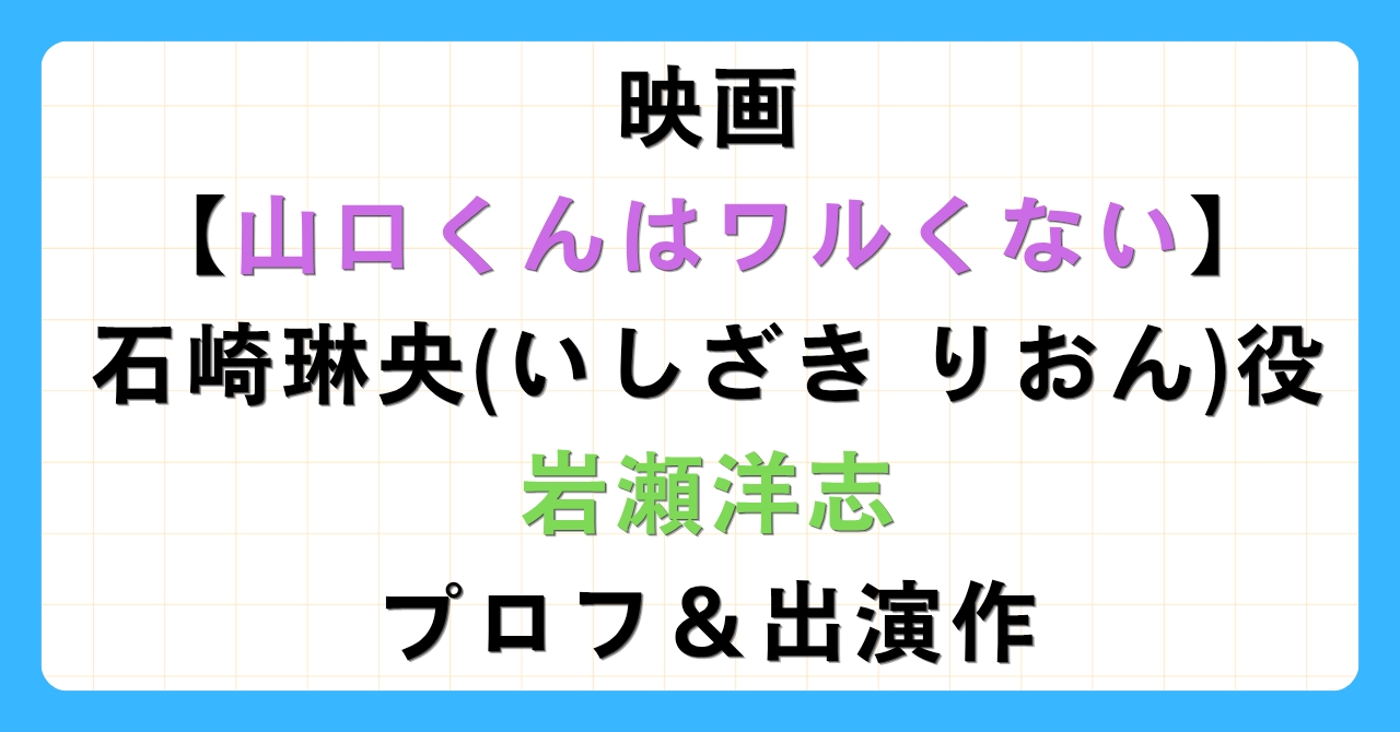映画【山口くんはワルくない】石崎琳央（いしざきりおん）役、岩瀬洋志のプロフ＆出演作